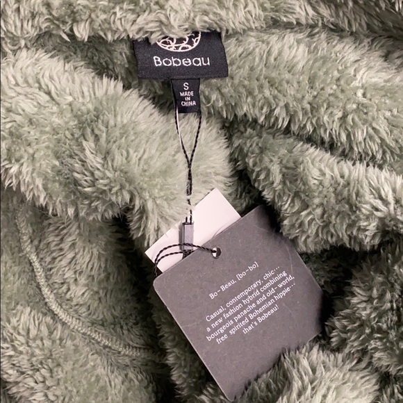 Bobeau Faux Fur Draped Front Mint Green Cardigan - Picture 5 of 7